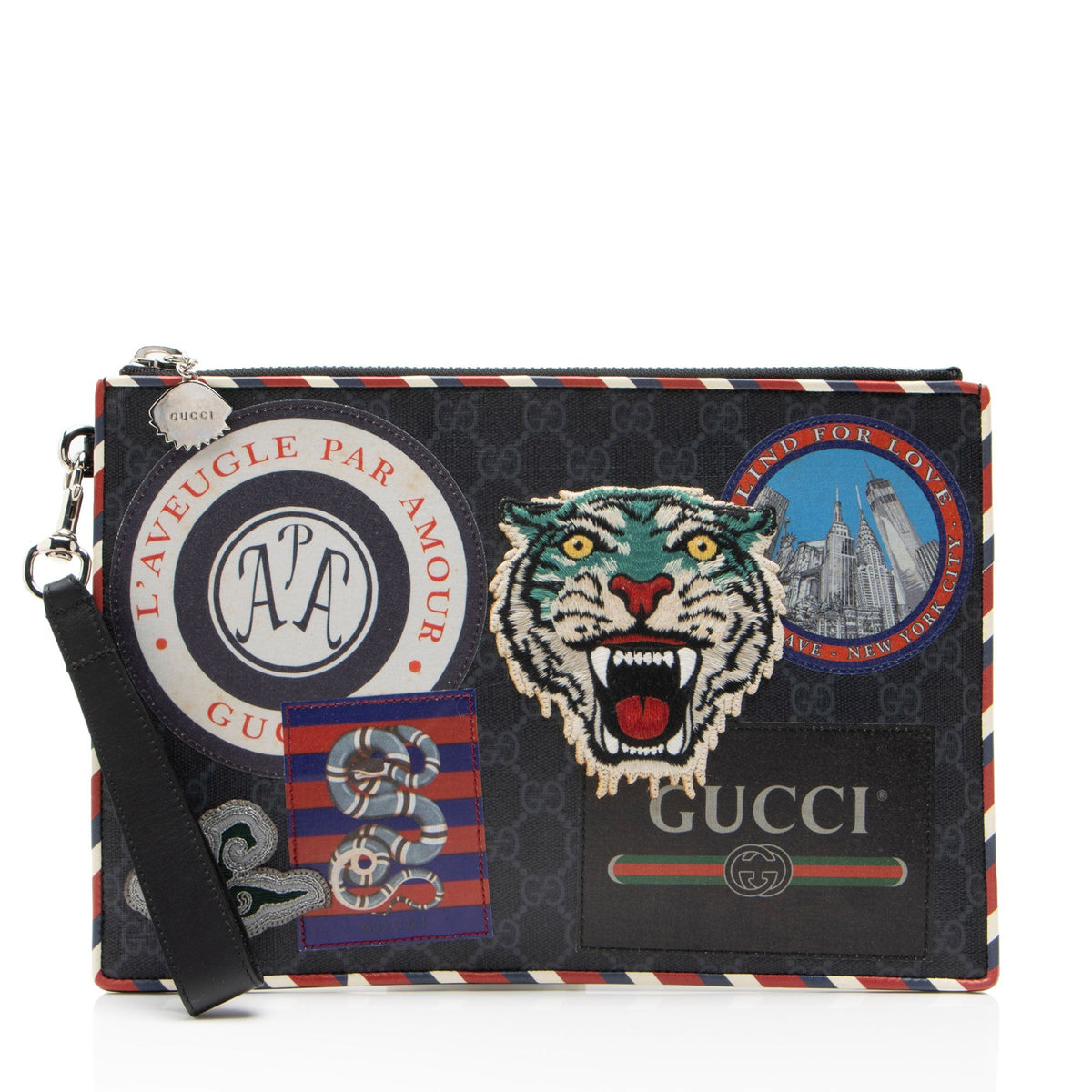 Gucci GG Supreme Night Courrier Clutch - Black/Grey/Multi