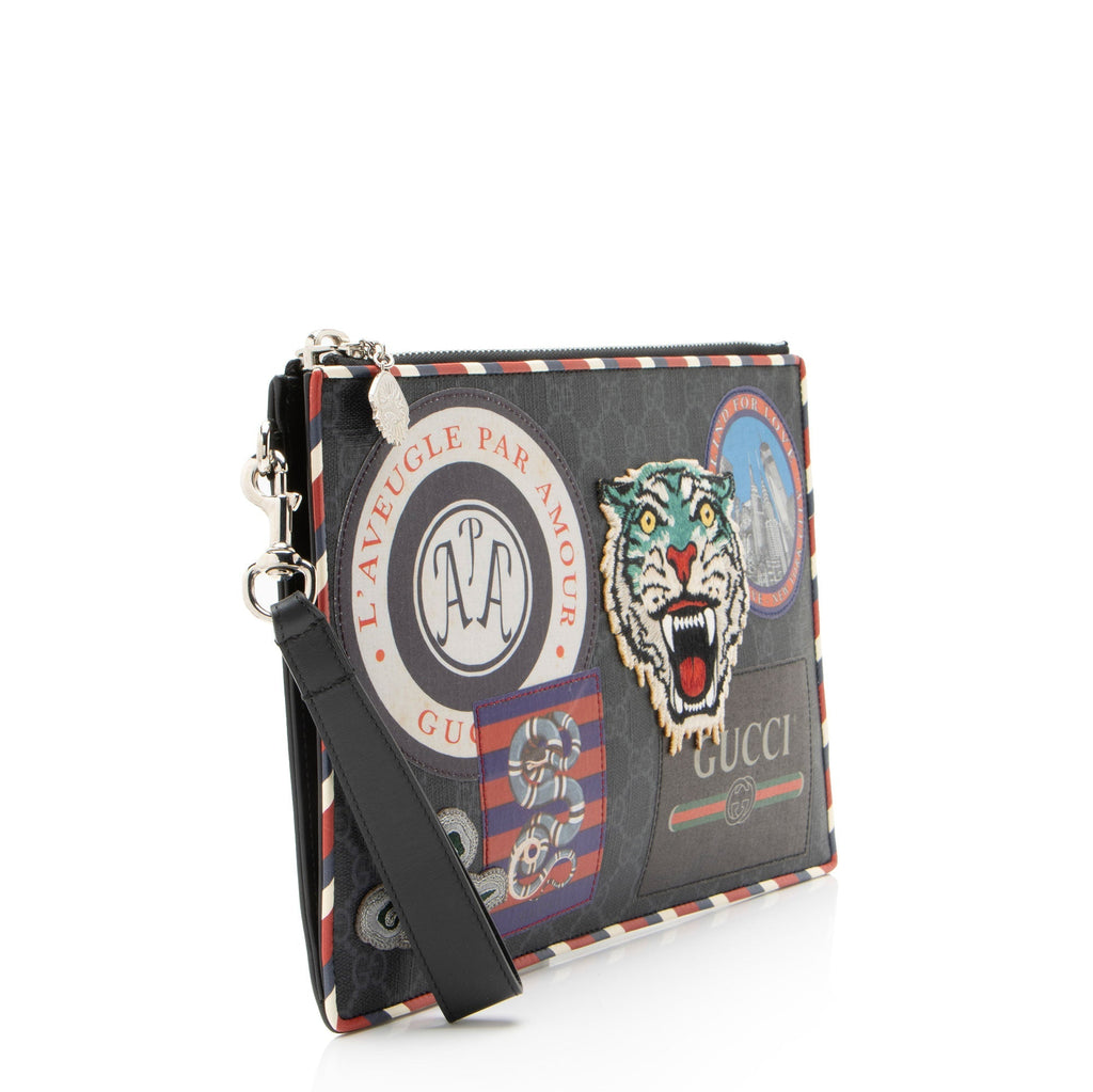 Gucci GG Supreme Night Courrier Clutch - Black/Grey/Multi