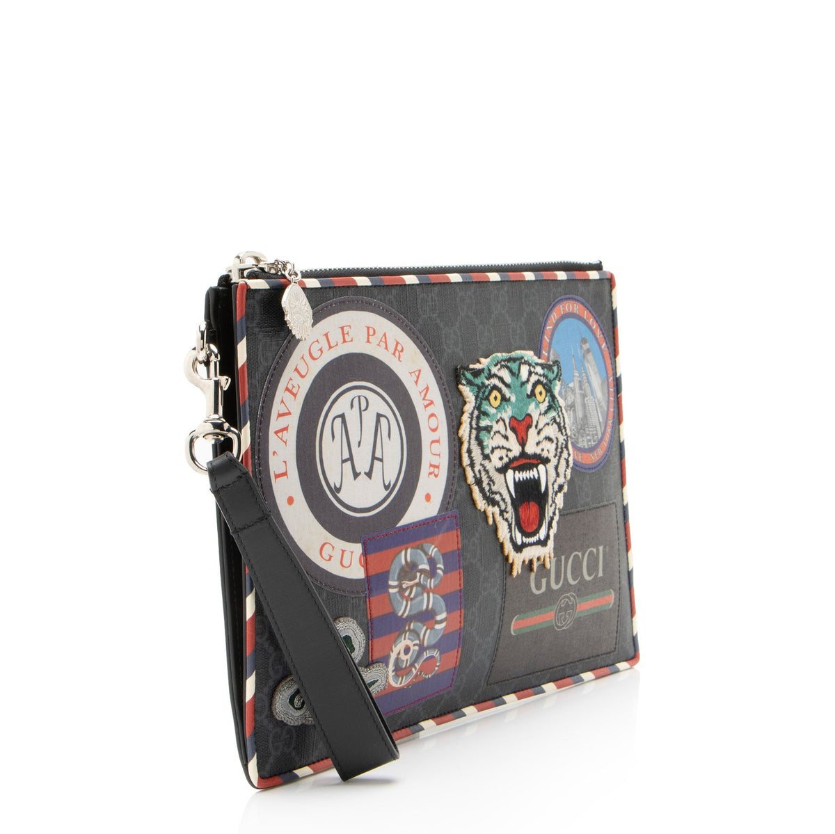 Gucci GG Supreme Night Courrier Clutch - Black/Grey/Multi