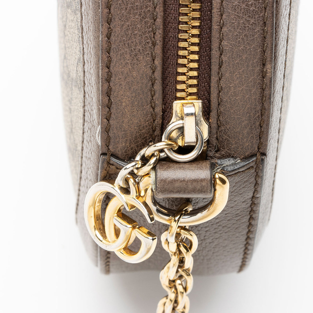Gucci GG Supreme Ophidia Round Mini Shoulder Bag - Beige/Brown