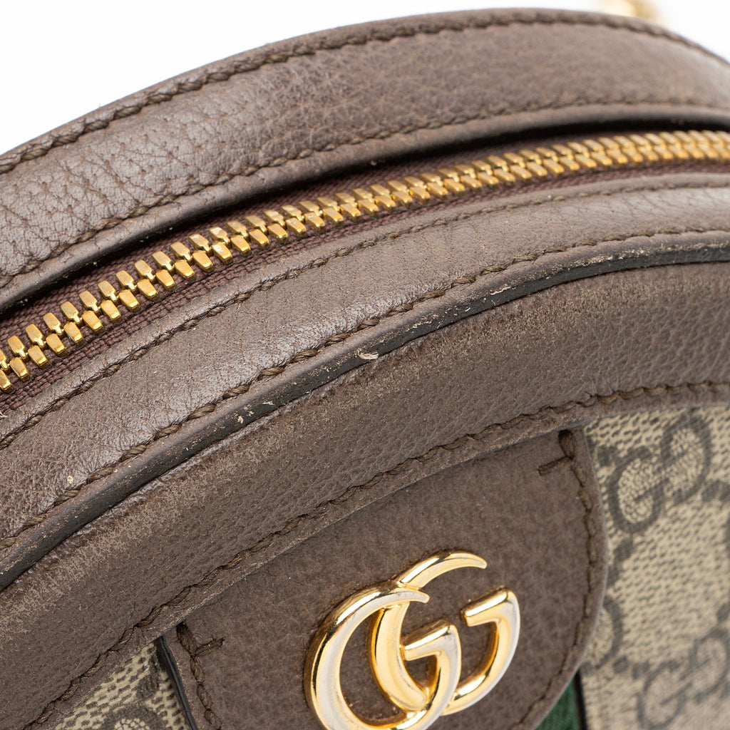 Gucci GG Supreme Ophidia Round Mini Shoulder Bag - Beige/Brown