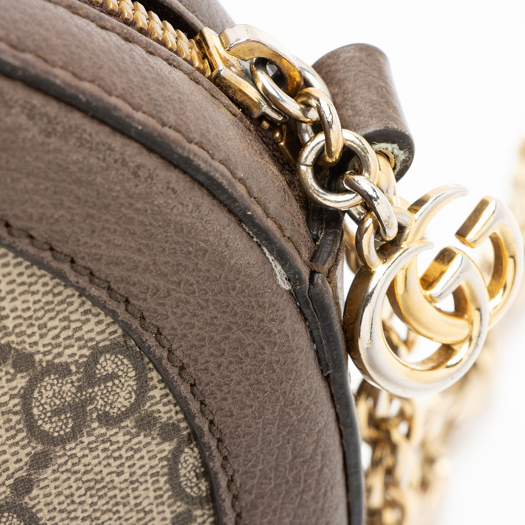 Gucci GG Supreme Ophidia Round Mini Shoulder Bag - Beige/Brown