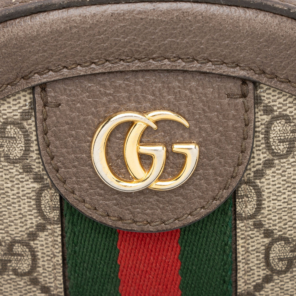Gucci GG Supreme Ophidia Round Mini Shoulder Bag - Beige/Brown