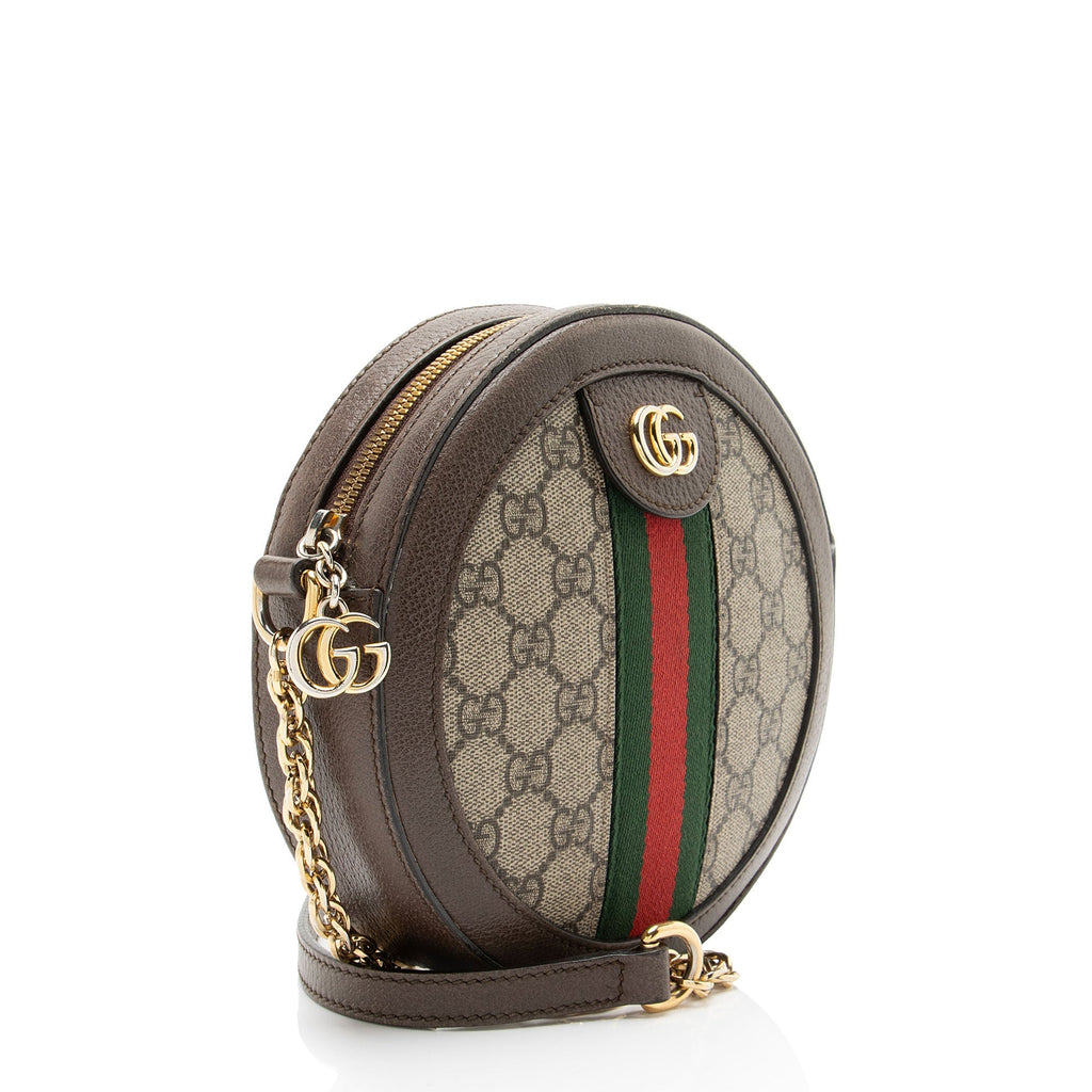 Gucci GG Supreme Ophidia Round Mini Shoulder Bag - Beige/Brown