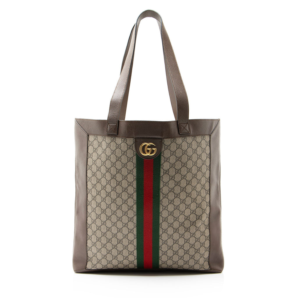 Gucci GG Supreme Ophidia Soft Vertical Large Tote Bag - Beige/Brown