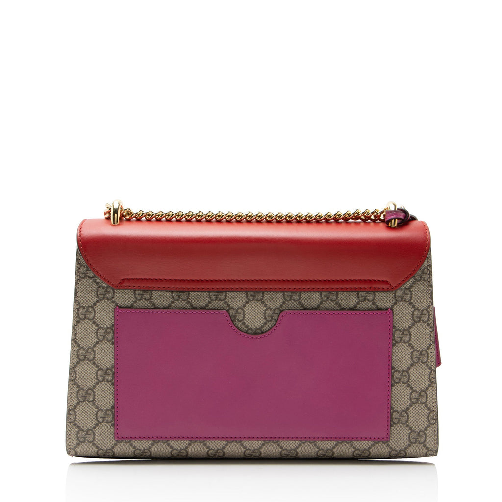 Gucci GG Supreme Padlock Medium Shoulder Bag - Beige/Pink/Red