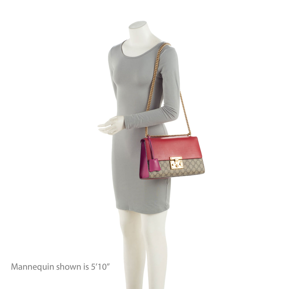 Gucci GG Supreme Padlock Medium Shoulder Bag - Beige/Pink/Red