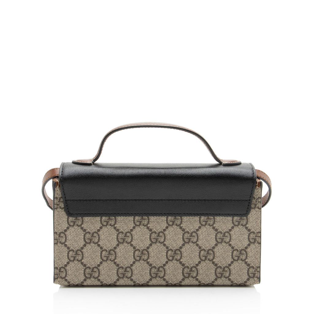 Gucci GG Supreme Padlock Mini Top Handle Crossbody Bag - Black/Brown