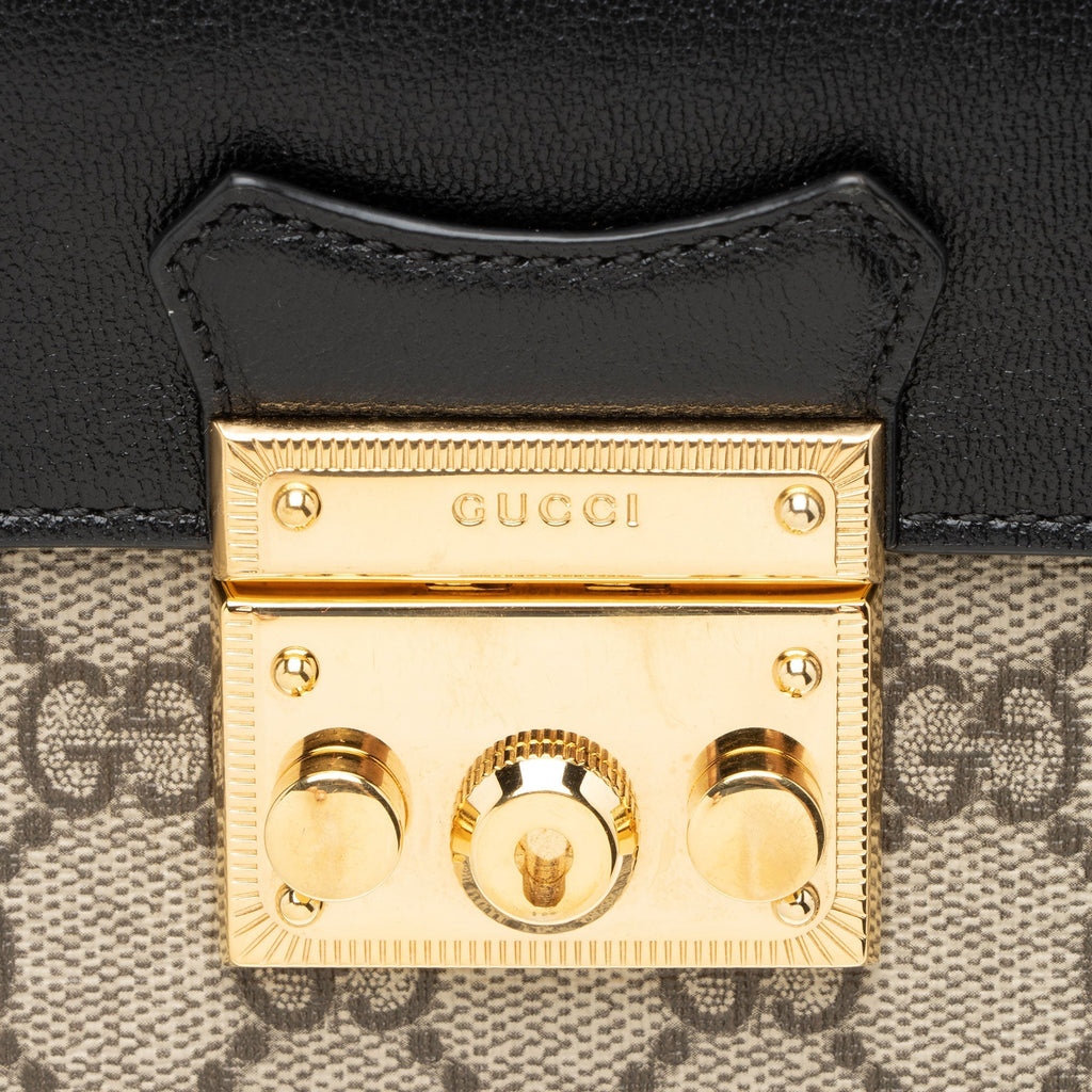 Gucci GG Supreme Padlock Mini Top Handle Crossbody Bag - Black/Brown
