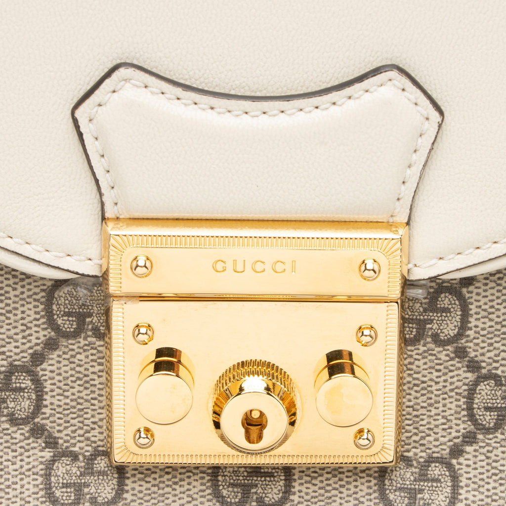 Gucci GG Supreme Padlock Saddle Small Shoulder Bag - Beige/White/Yellow