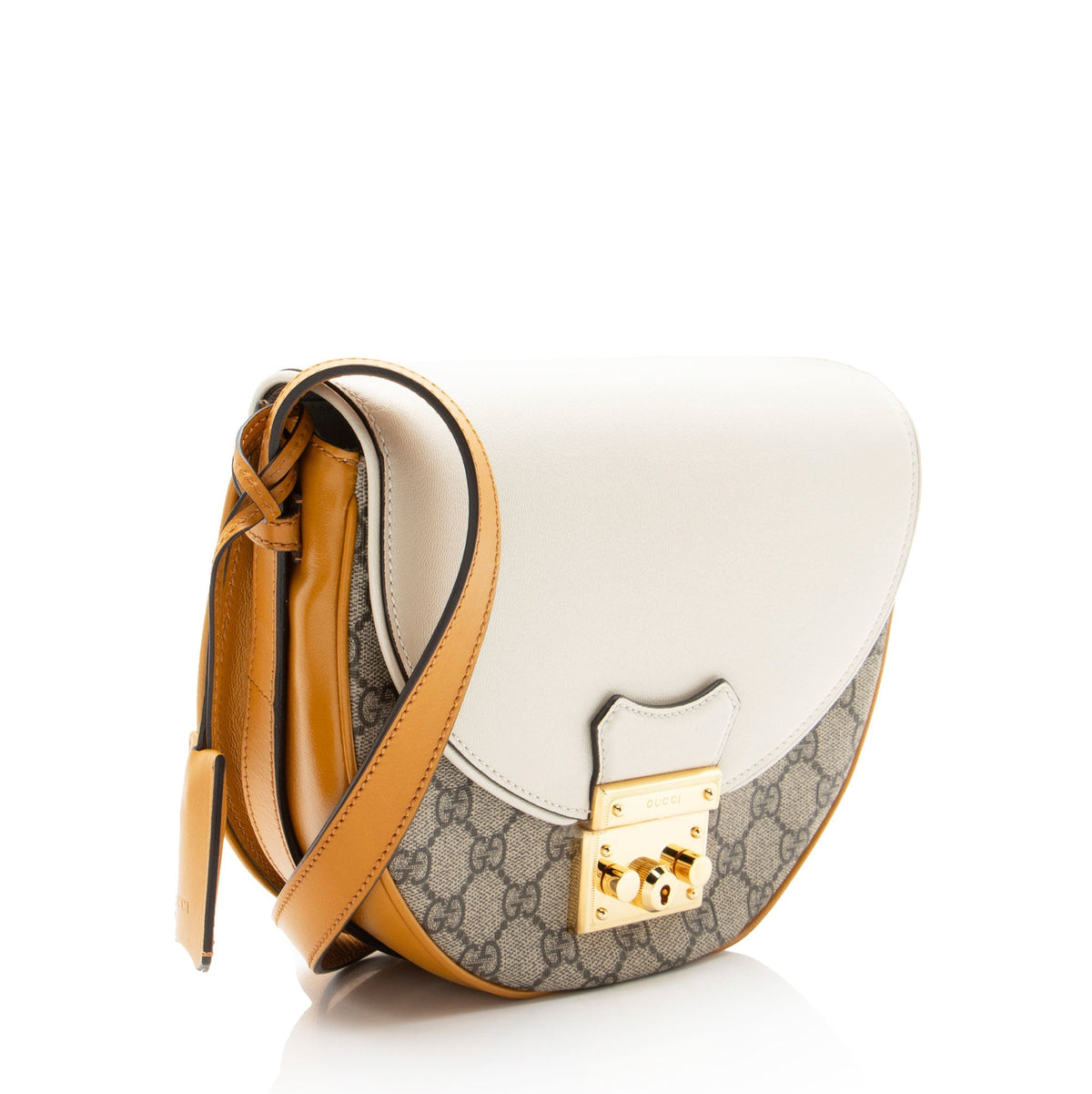 Gucci GG Supreme Padlock Saddle Small Shoulder Bag - Beige/White/Yellow