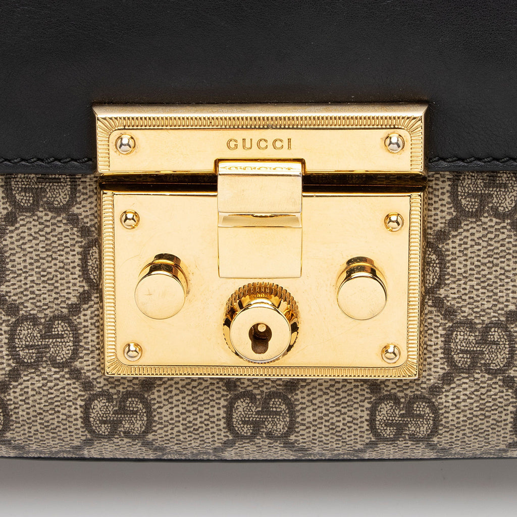 Gucci GG Supreme Padlock Small Shoulder Bag - Beige/Black