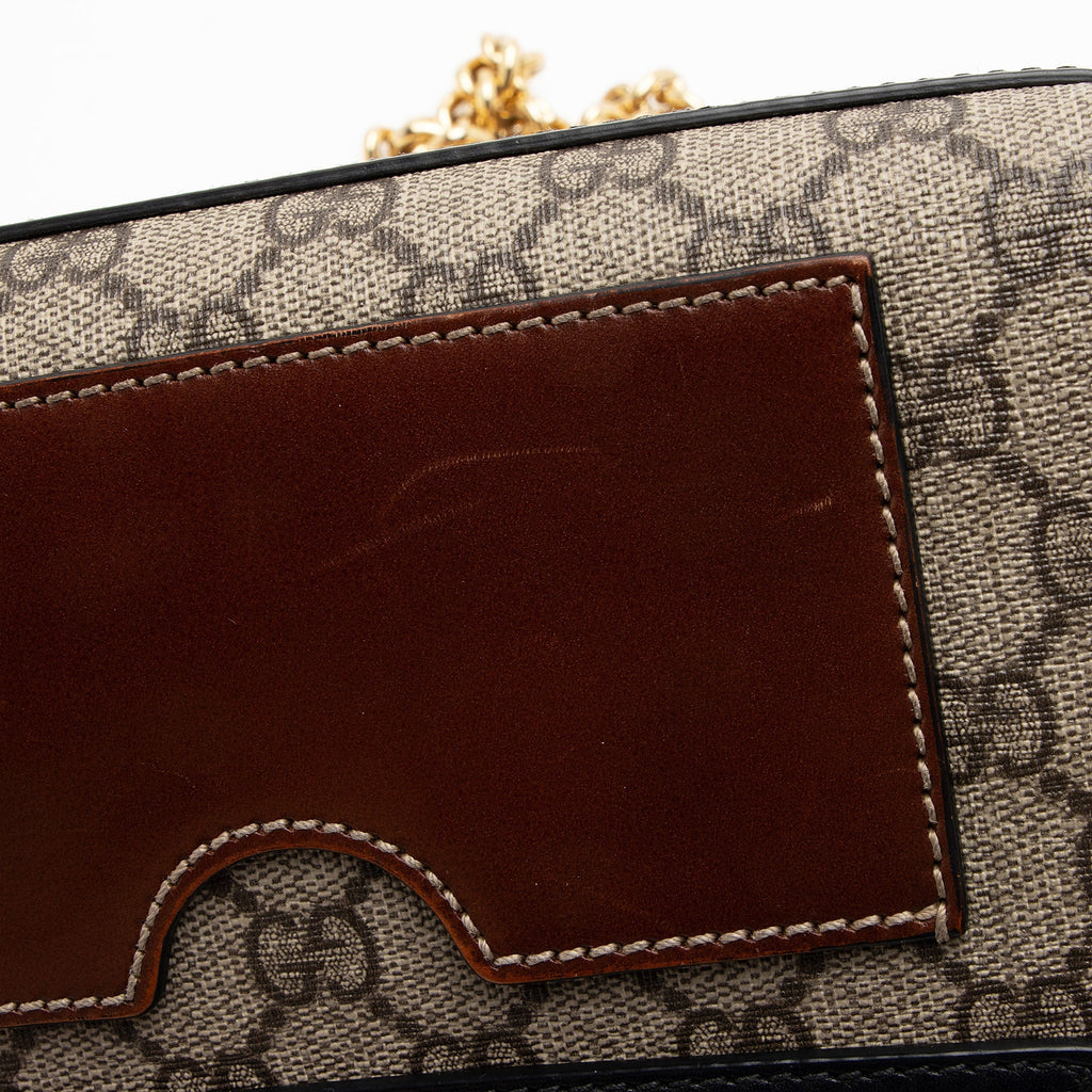 Gucci GG Supreme Padlock Small Shoulder Bag - Beige/Black