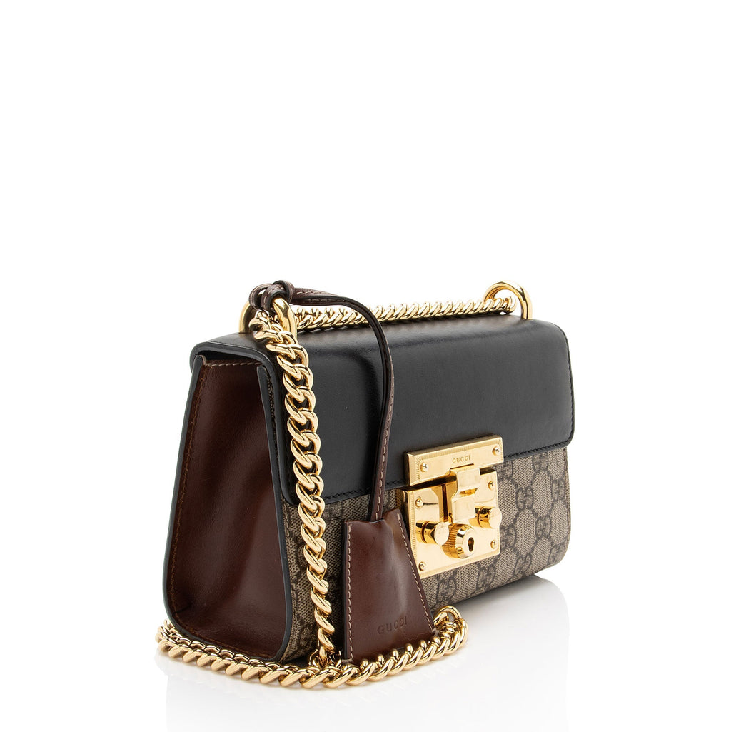 Gucci GG Supreme Padlock Small Shoulder Bag - Beige/Black