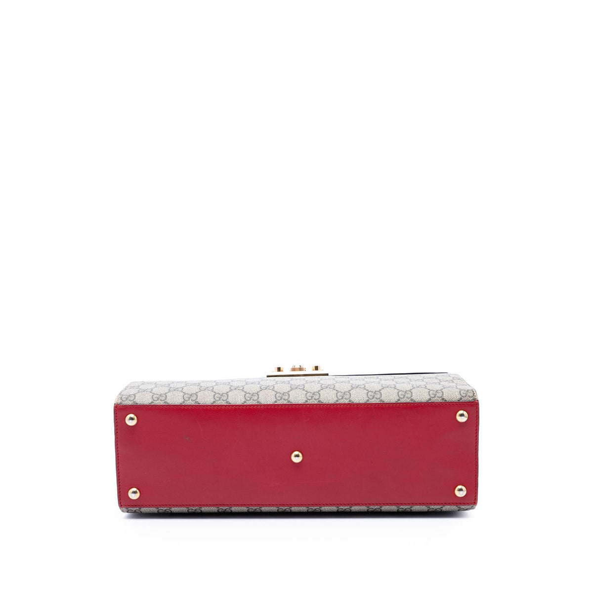 Gucci GG Supreme Padlock Top Handle Bag - Beige/Red