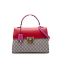 Gucci GG Supreme Padlock Top Handle Bag - Beige/Red