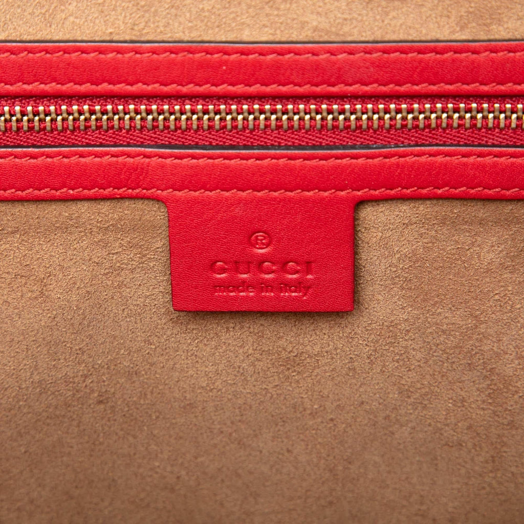Gucci GG Supreme Padlock Top Handle Bag - Beige/Red