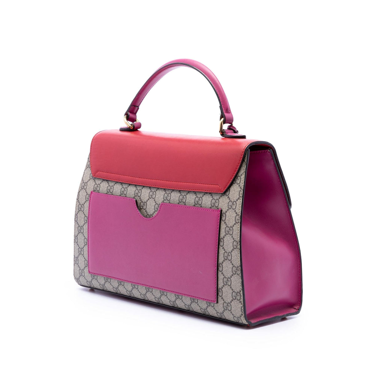 Gucci GG Supreme Padlock Top Handle Bag - Beige/Red