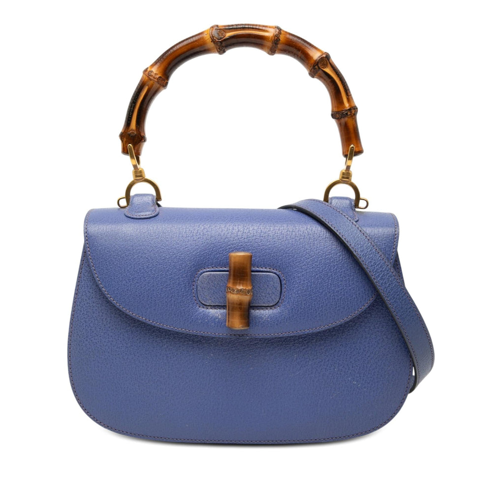 Gucci Grained Calfskin Bamboo Night Satchel - Purple