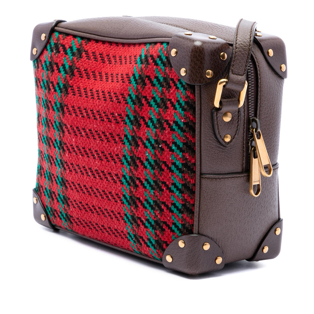 Gucci Houndstooth Canvas Soft Trunk Crossbody Bag - Red