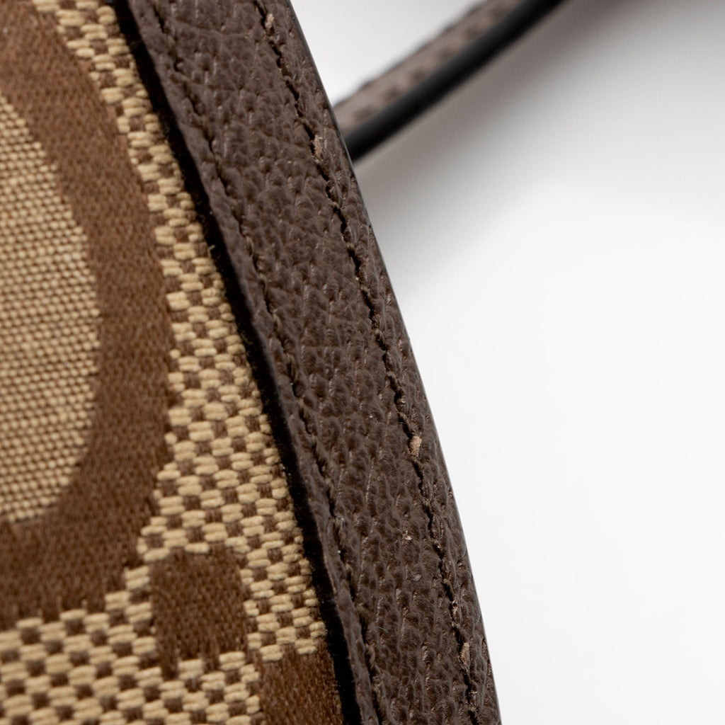 Gucci Jumbo GG Canvas Bamboo 1947 Small Top Handle Crossbody Bag - Brown