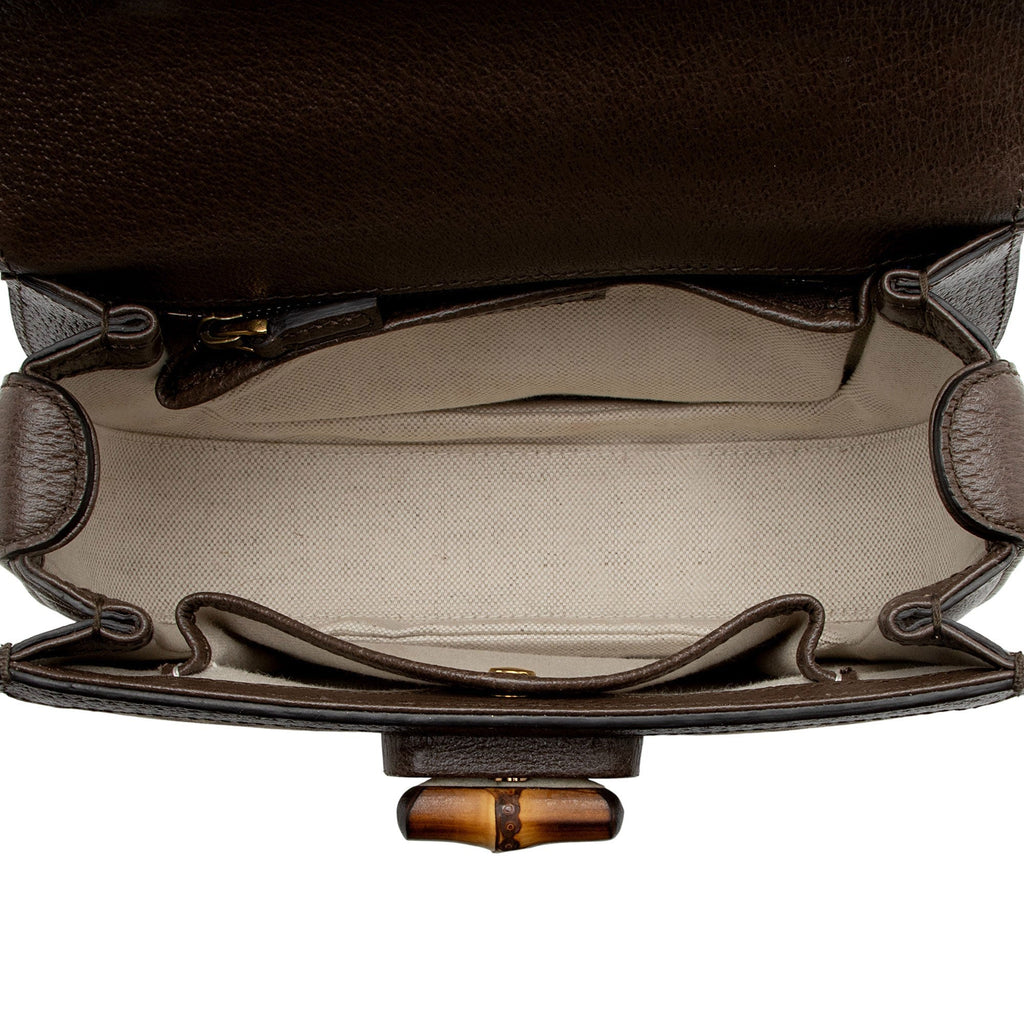 Gucci Jumbo GG Canvas Bamboo 1947 Small Top Handle Crossbody Bag - Brown