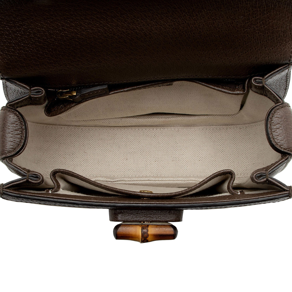 Gucci Jumbo GG Canvas Bamboo 1947 Small Top Handle Crossbody Bag - Brown