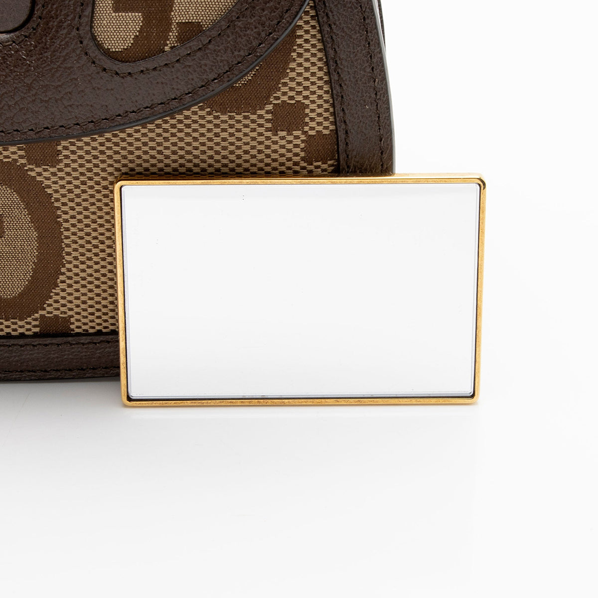 Gucci Jumbo GG Canvas Bamboo 1947 Small Top Handle Crossbody Bag - Brown