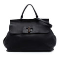 Gucci Large Calfskin Bamboo Daily Satchel - Black