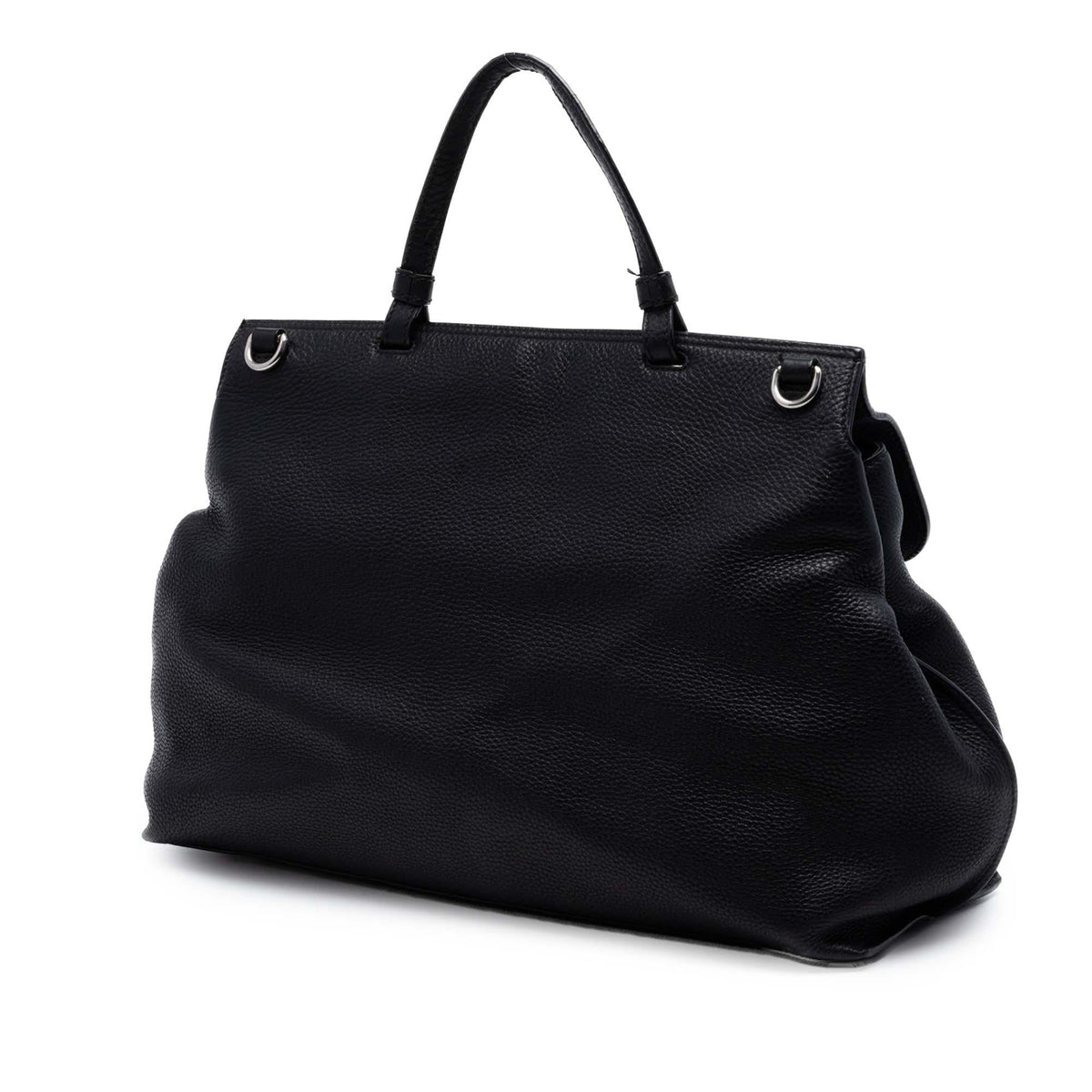 Gucci Large Calfskin Bamboo Daily Satchel - Black