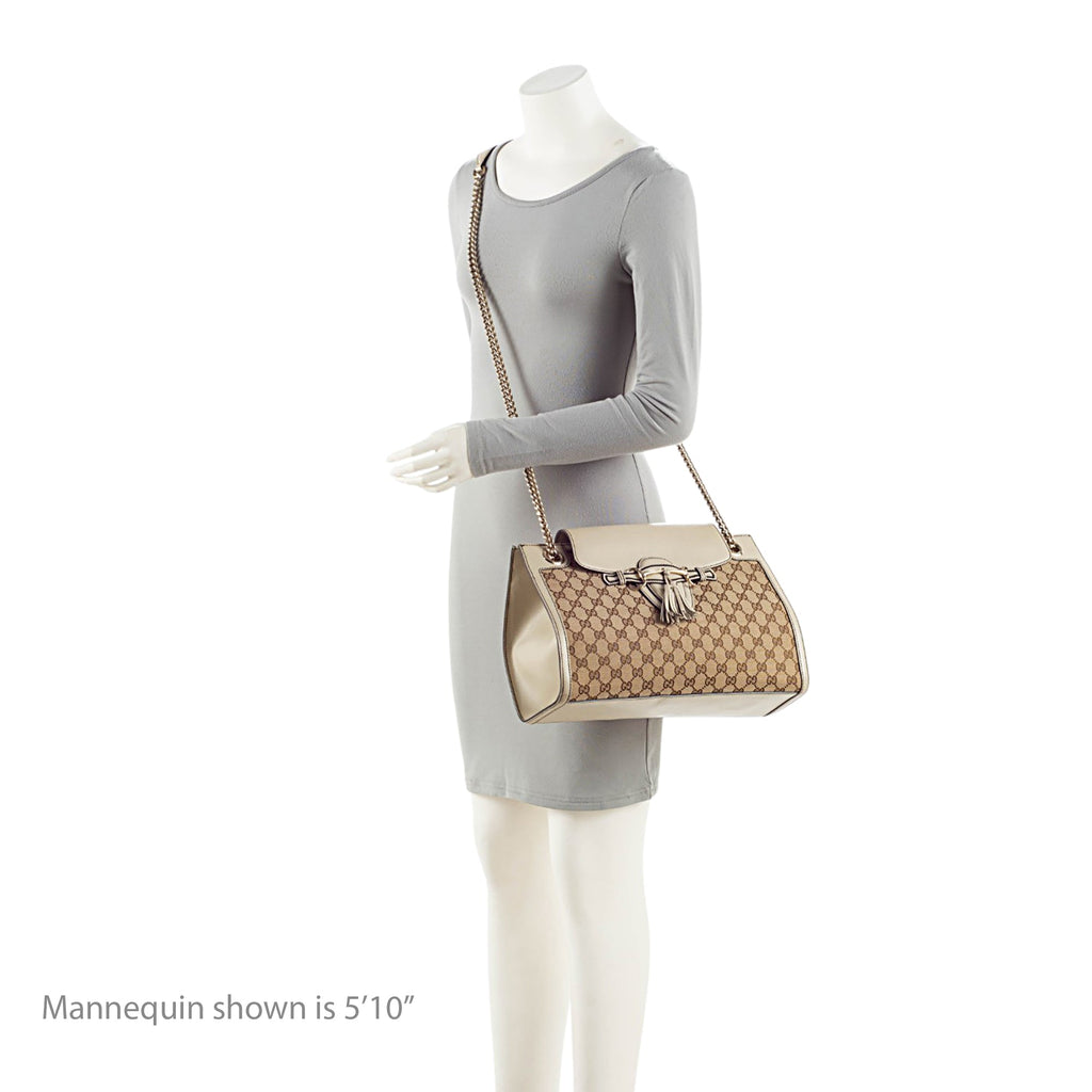 Gucci GG Canvas Emily Large Shoulder Bag - Brown/White