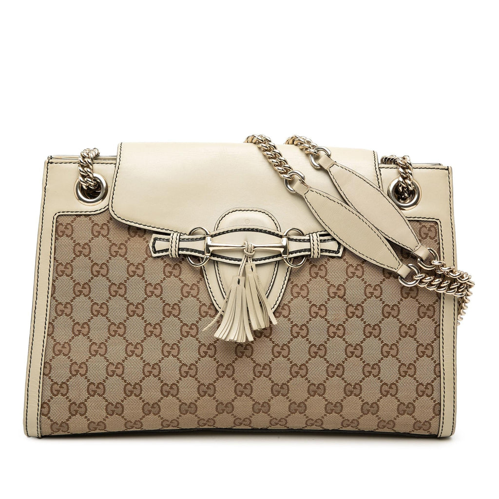 Gucci Large GG Canvas Emily Shoulder Bag - Beige/White