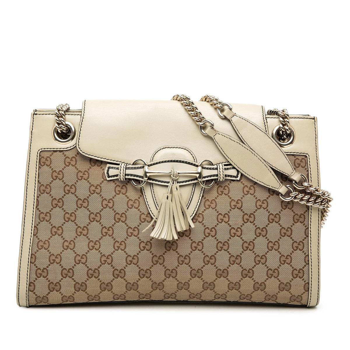 Gucci Large GG Canvas Emily Shoulder Bag - Beige/White