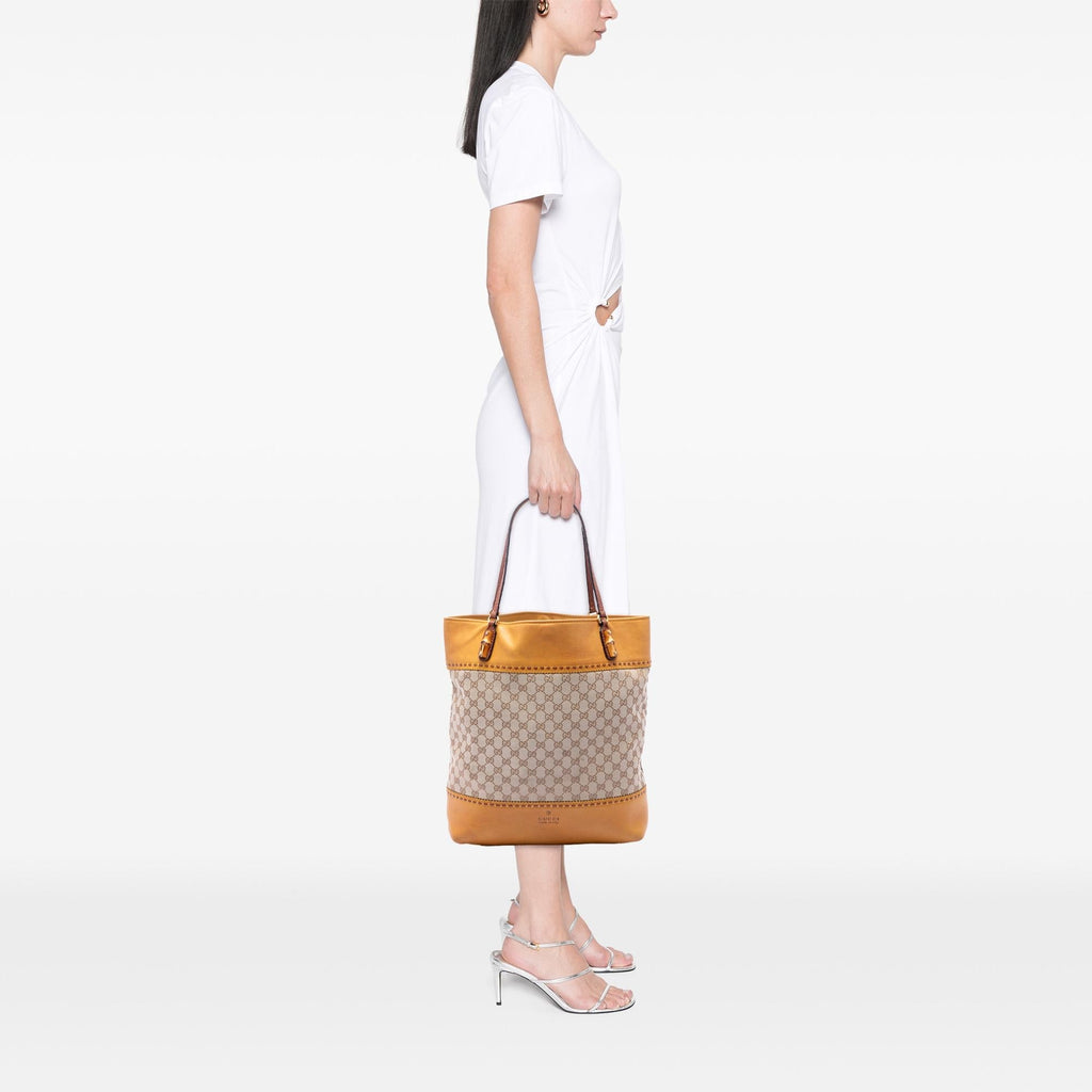 Gucci Large GG Canvas Laidback Crafty Tote Bag - Beige