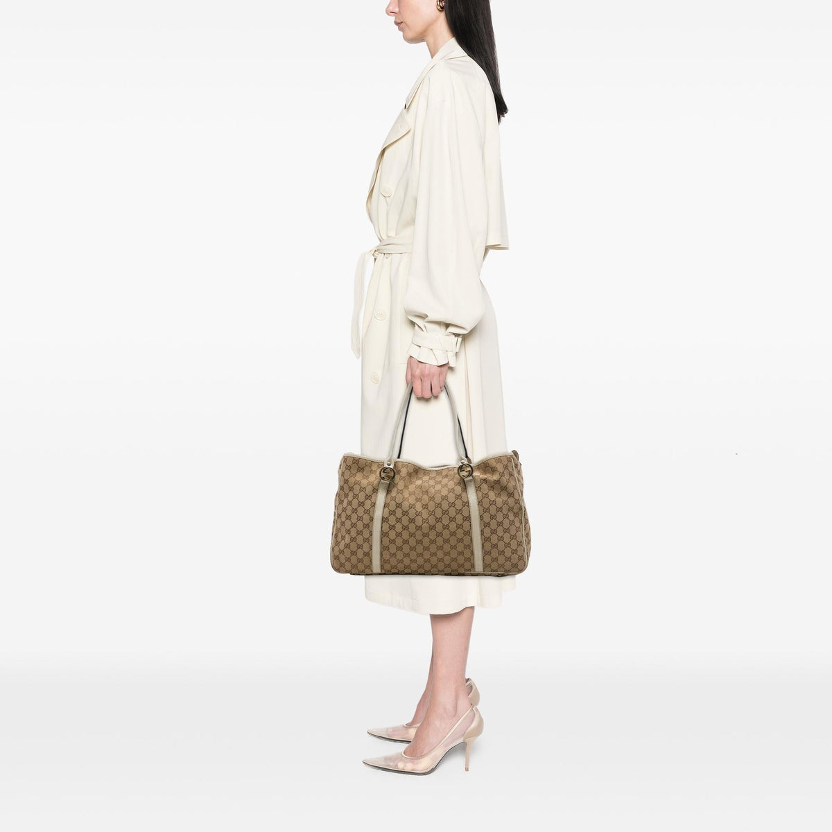 Gucci Large GG Canvas Twins Tote Bag - Beige