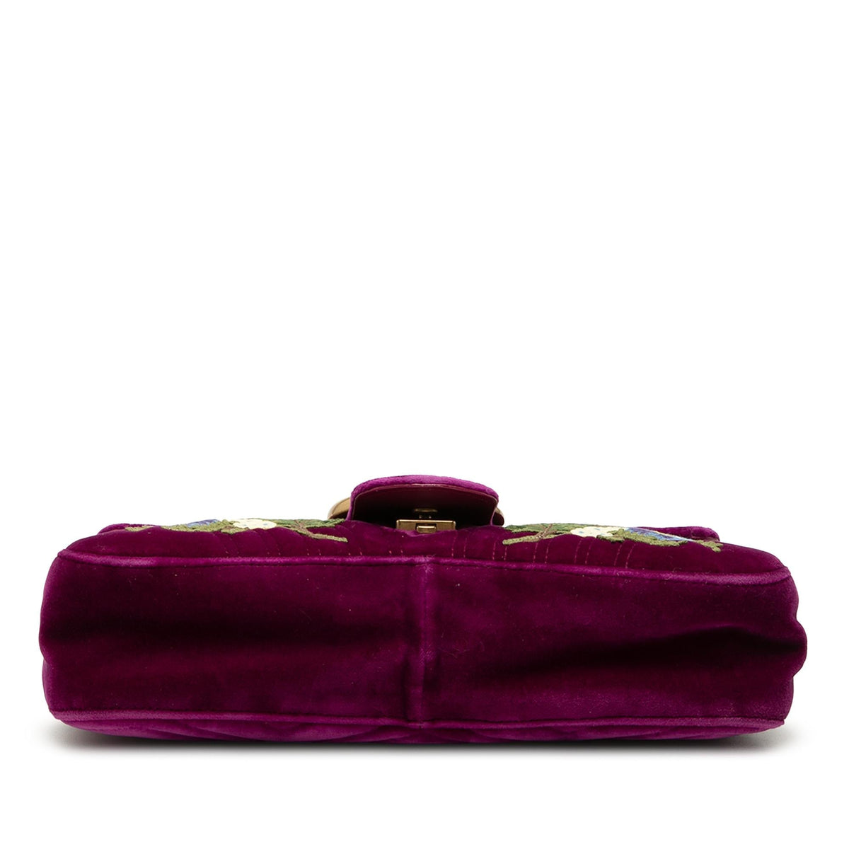 Gucci Large GG Marmont Embroidered Matelasse Velvet Loved Flap Crossbody Bag - Purple