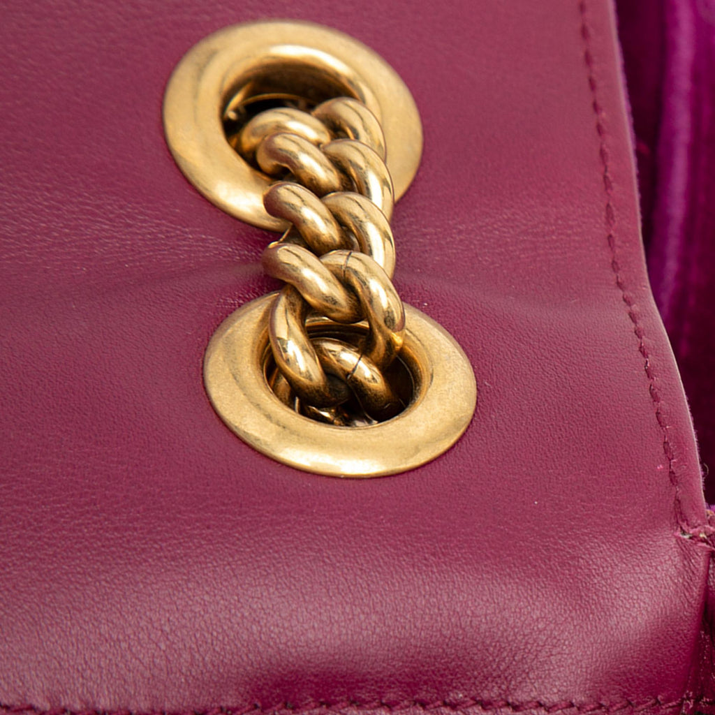 Gucci Large GG Marmont Embroidered Matelasse Velvet Loved Flap Crossbody Bag - Purple