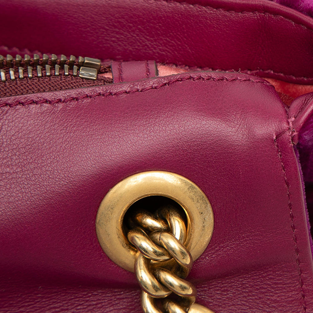 Gucci Large GG Marmont Embroidered Matelasse Velvet Loved Flap Crossbody Bag - Purple