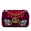 Gucci Large GG Marmont Embroidered Matelasse Velvet Loved Flap Crossbody Bag - Purple