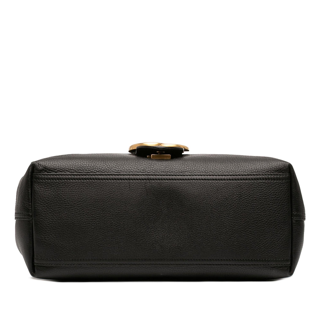 Gucci Large GG Marmont Pebbled Calfskin Flap Shoulder Bag - Black