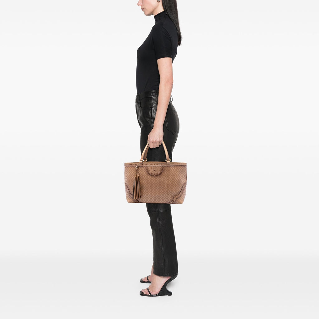 Gucci Large Microguccissima Brogue Duilio Tote Bag - Brown