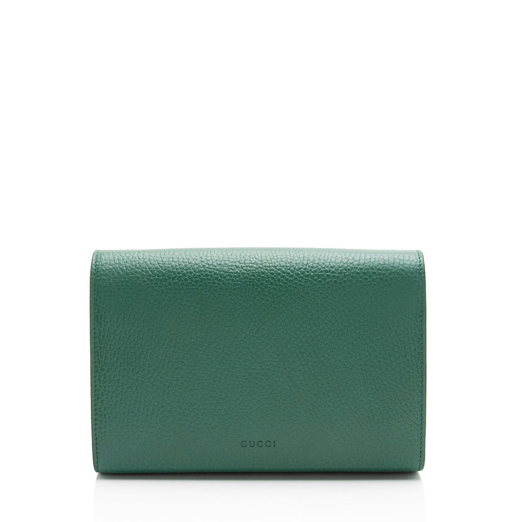 Gucci Leather Crystal Dionysus Chain Wallet - Green