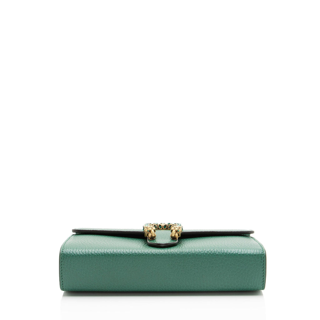Gucci Leather Crystal Dionysus Chain Wallet - Green