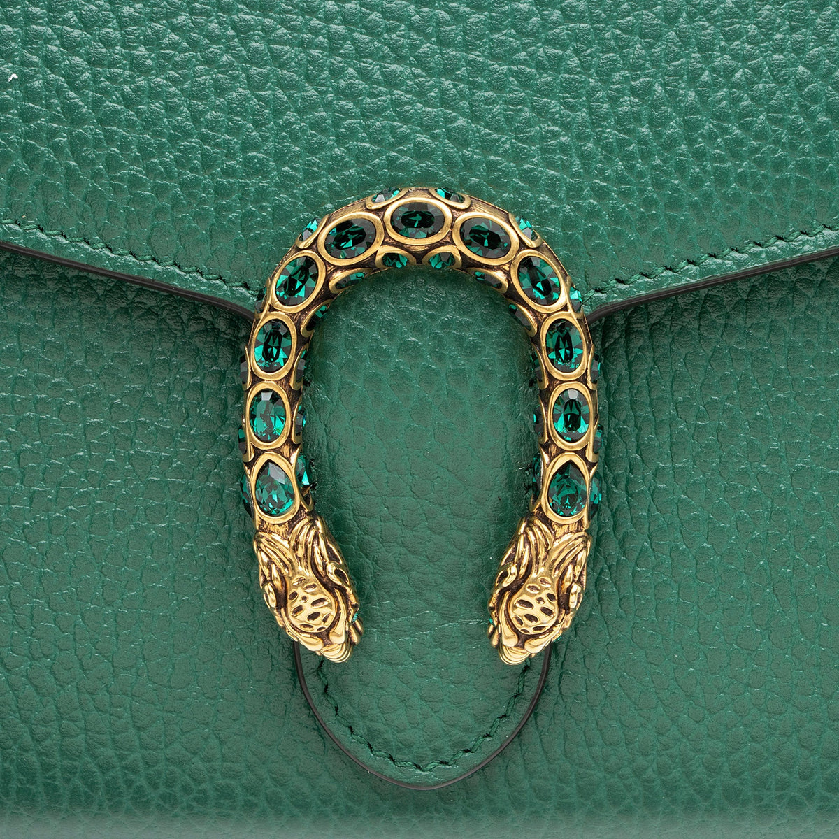 Gucci Leather Crystal Dionysus Chain Wallet - Green