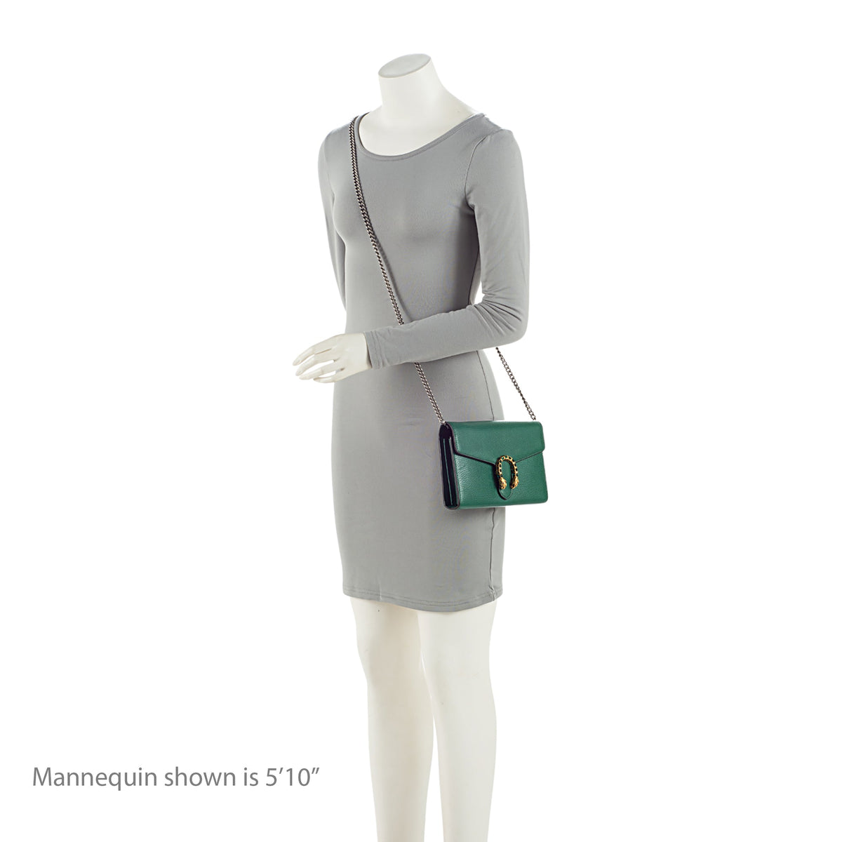 Gucci Leather Crystal Dionysus Chain Wallet - Green