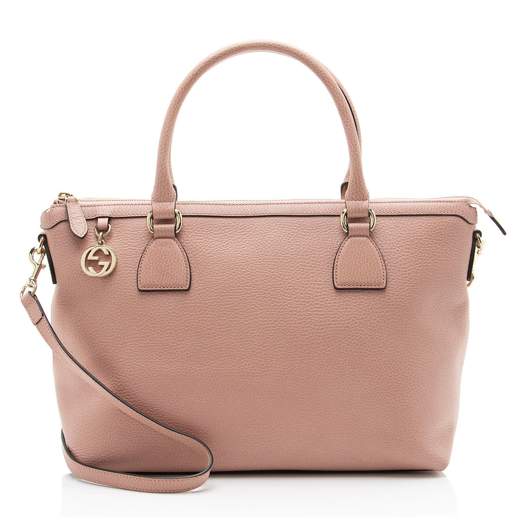 Gucci Leather GG Charm Large Satchel - Pink