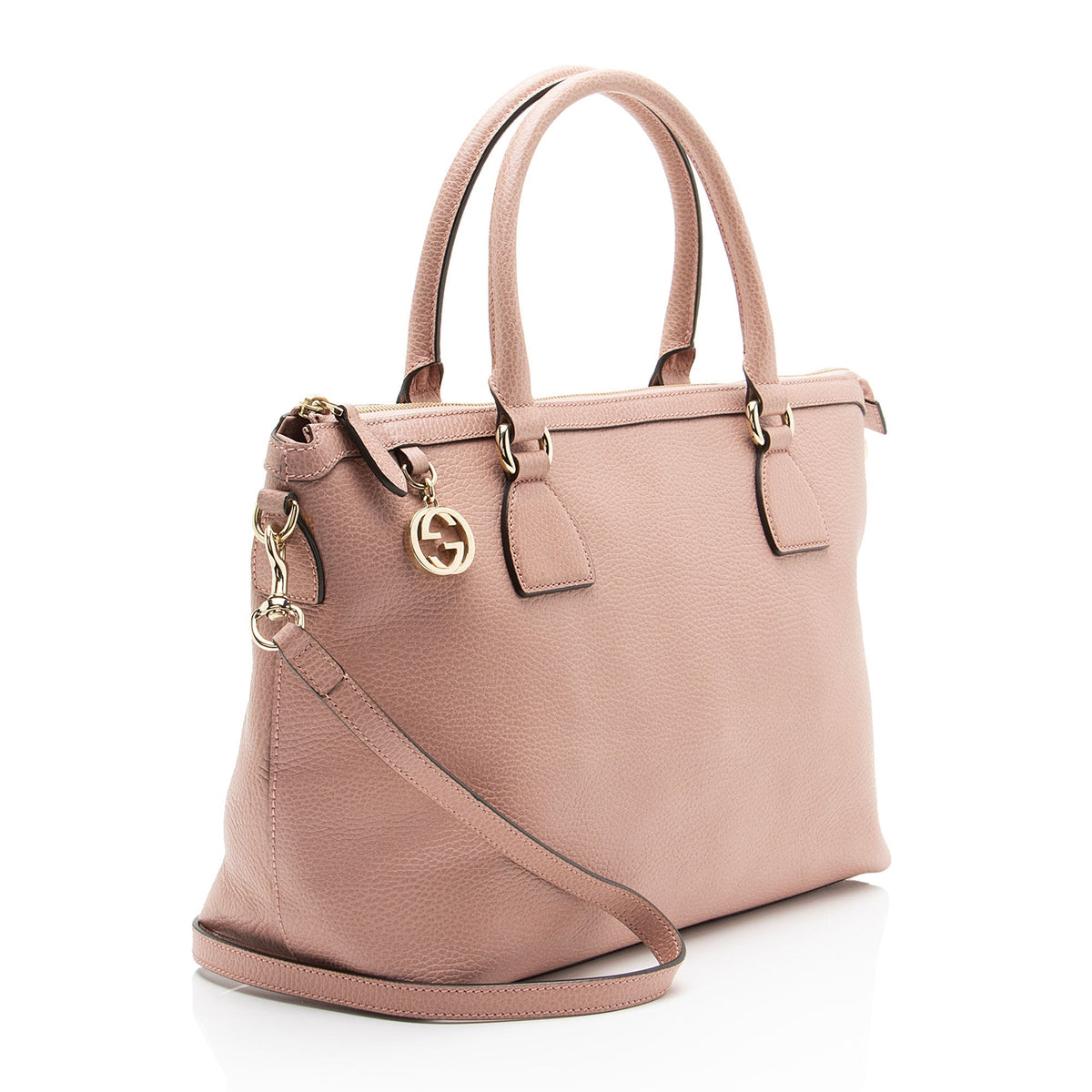 Gucci Leather GG Charm Large Satchel - Pink