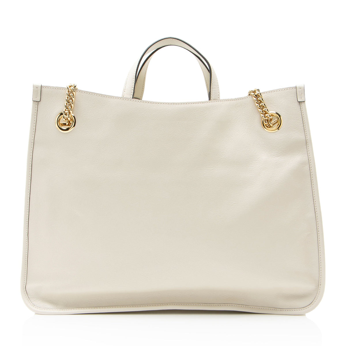 Gucci Leather Horsebit 1955 Chain Large Tote Bag - White