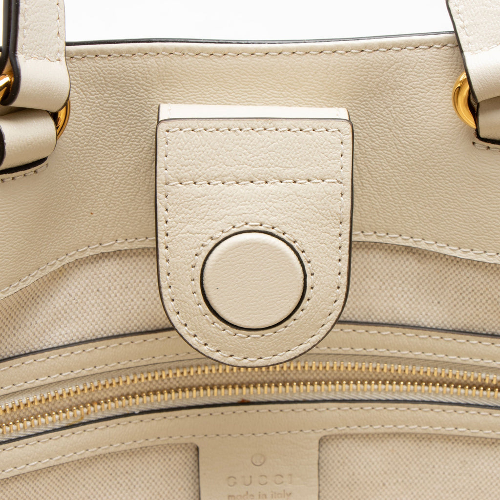 Gucci Leather Horsebit 1955 Chain Large Tote Bag - White