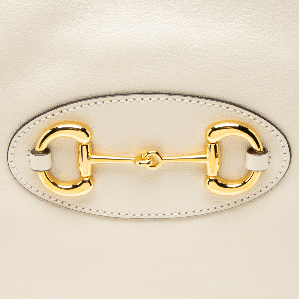 Gucci Leather Horsebit 1955 Chain Large Tote Bag - White